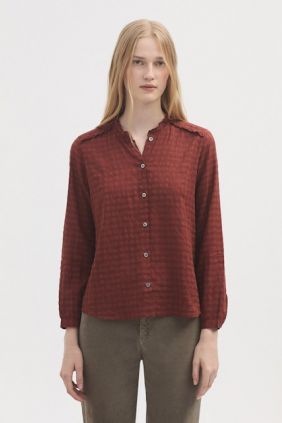 Camisa Vichy Volante terracota